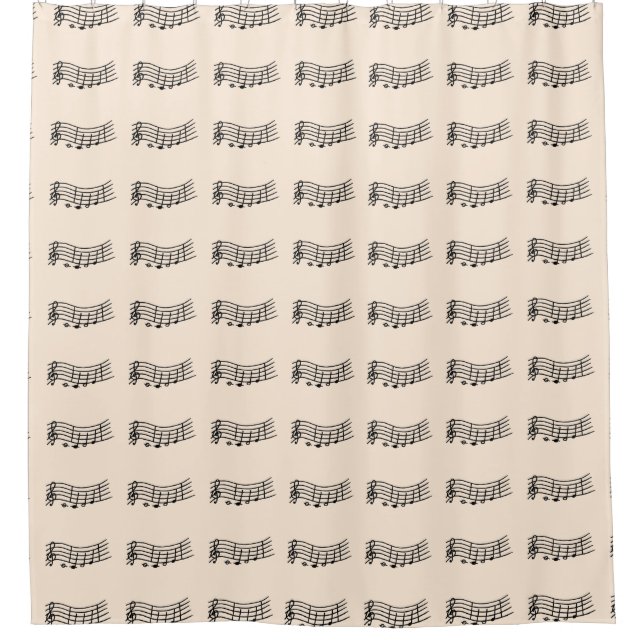 Wavy Music Notes Scale Custom Shower Curtains (Front)