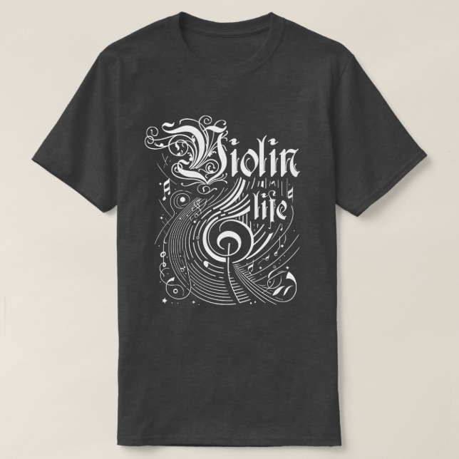 Wavy Music Violin Life T-Shirt (Design Front)