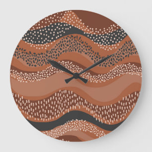 Wavy Natural Geo: Minimalist Seamless. Large Clock