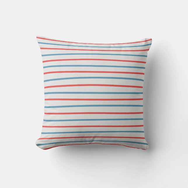 Wavy Nautical Stripes Throw Pillow (Front)
