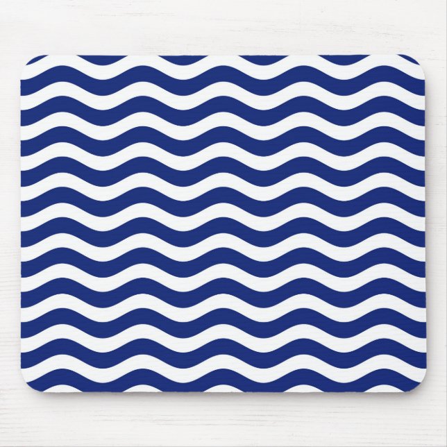 Wavy Navy Stripes decor Mouse Pad (Front)
