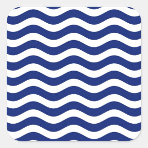 Wavy Navy Stripes decor Square Sticker