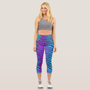 Wavy Neon Coloured Capri Leggings