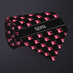 Wavy Nepal Flag Pattern Tie
