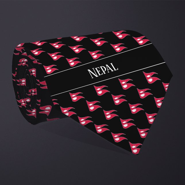 Wavy Nepal Flag Pattern  Tie (Creator Uploaded)