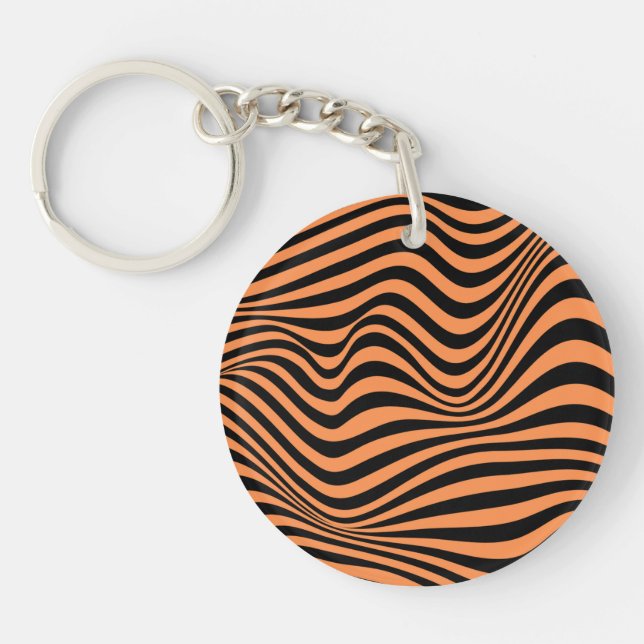 Wavy Optical Illusion Pattern      Key Ring (Front)