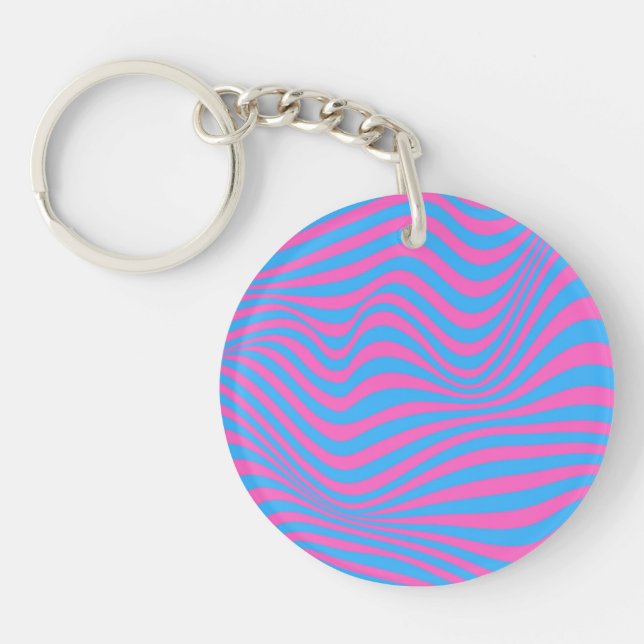 Wavy Optical Illusion Pattern   Keychain (Front)