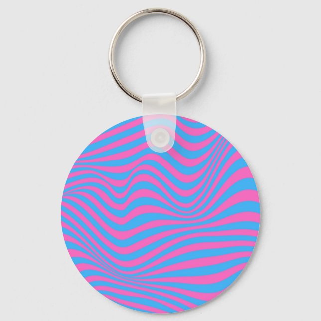 Wavy Optical Illusion Pattern  Keychain (Front)
