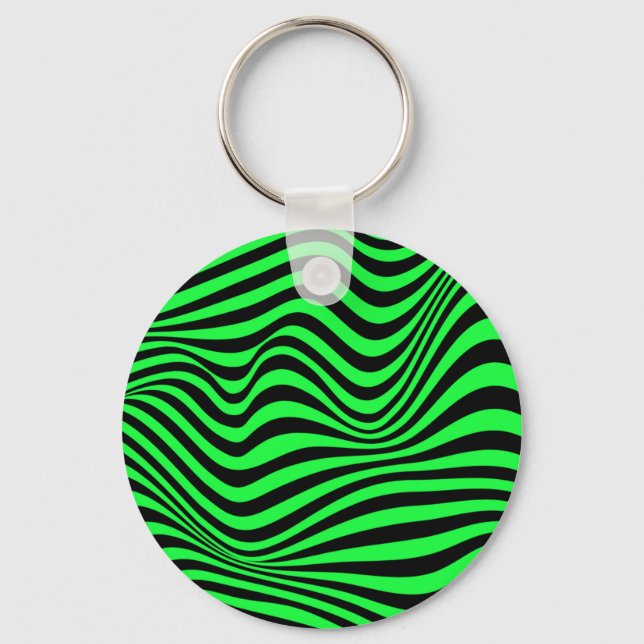 Wavy Optical Illusion Pattern     Keychain (Front)