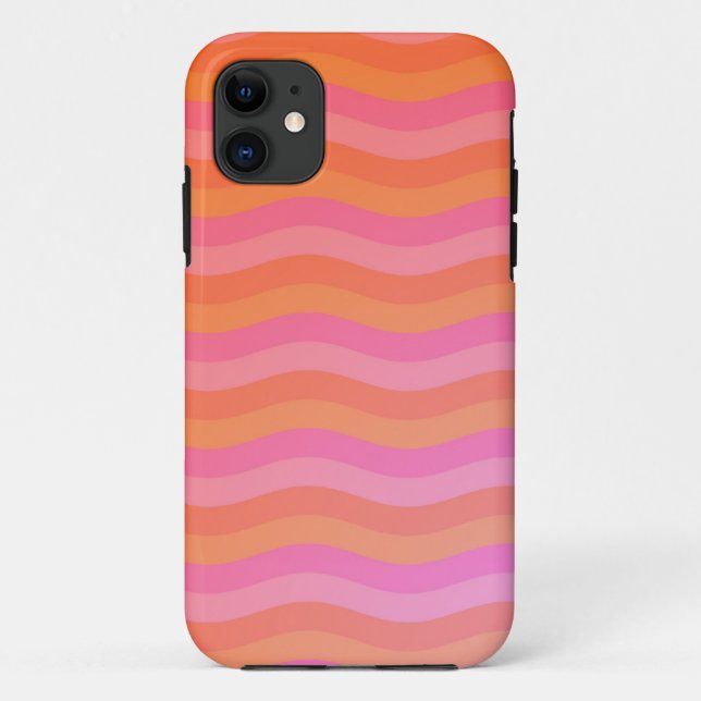 Wavy Orange and Pink Stripes Case-Mate iPhone Case (Back)