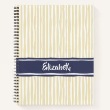 Wavy Painterly Stripes Navy and Cream With Name