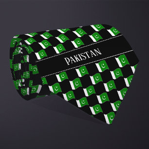 Wavy Pakistan Flag Pattern Tie