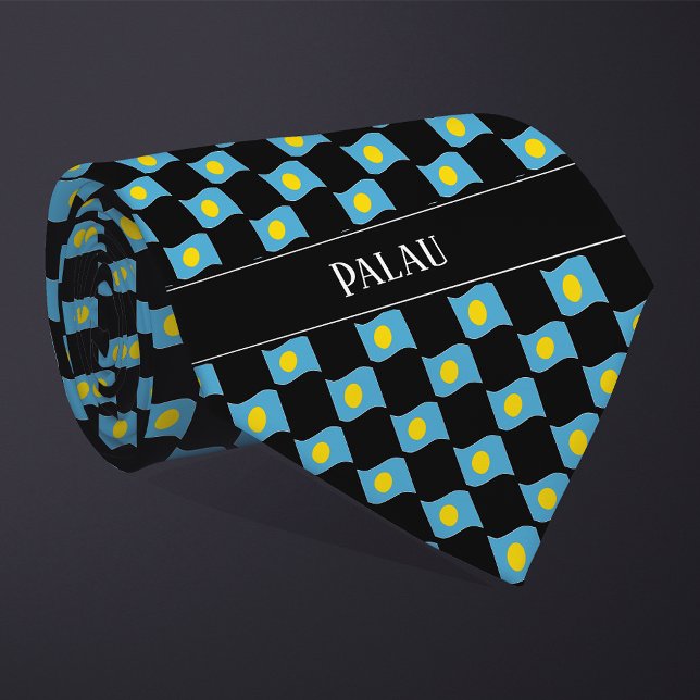 Wavy Palau Flag Pattern  Tie (Creator Uploaded)