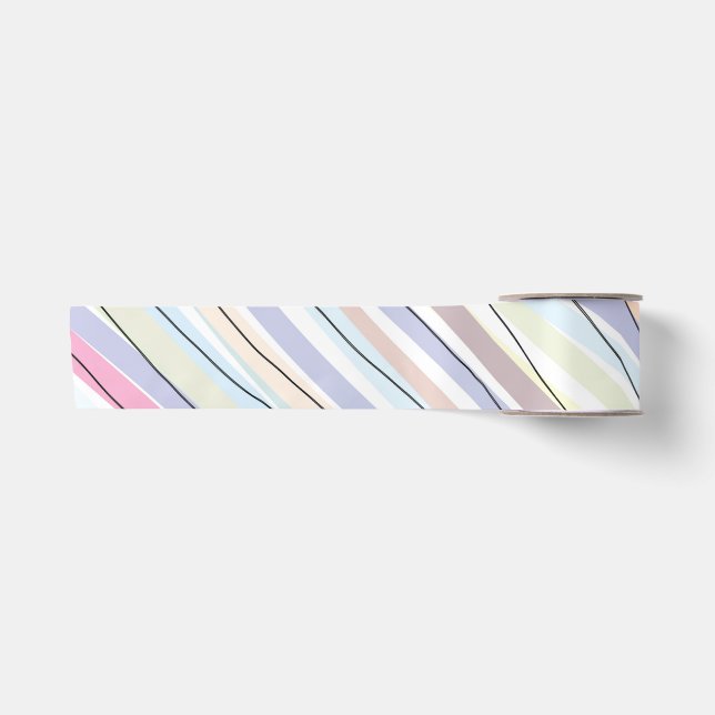 Wavy Pastel Colours  Satin Ribbon (Front)