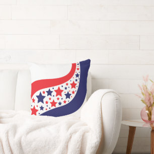 Wavy Patriotic Abstract Throw Pillow