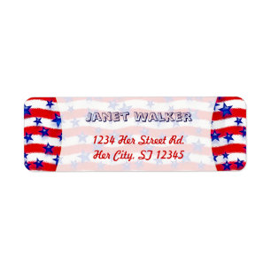 Wavy Patriotic Blue Stars Over Red & White Stripes