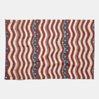 Wavy Patriotic Pattern Kitchen Towel