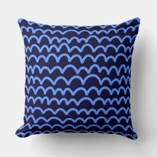 Wavy Pattern - Baby Blue on Deep Navy 000033 Throw Pillow