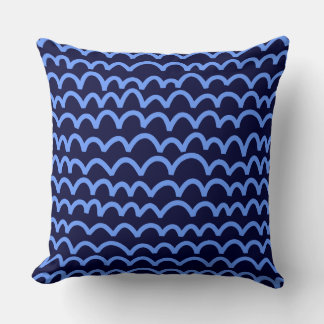 Wavy Pattern - Baby Blue on Deep Navy 000033 Throw Pillow