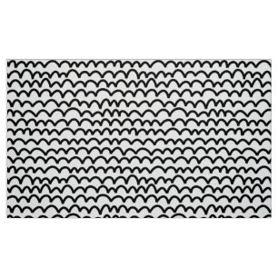 Wavy Pattern - Black on White Fabric