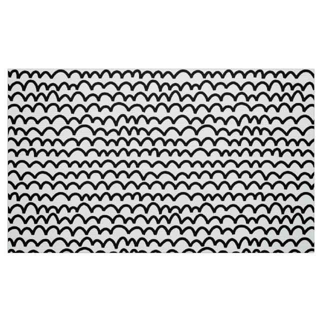 Wavy Pattern - Black on White Fabric (Fat Quarter)