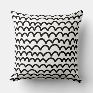 Wavy Pattern - Black on White Throw Pillow
