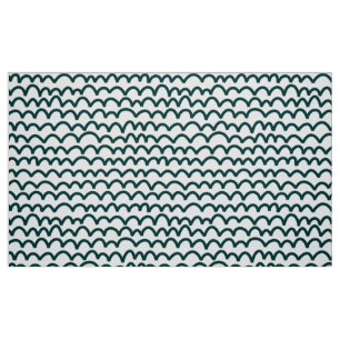 Wavy Pattern - Dark Moss Green on White Fabric