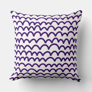 Wavy Pattern - Deep Purple on White Throw Pillow
