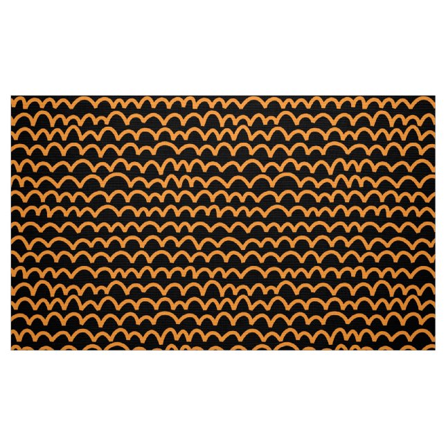 Wavy Pattern - Light Orange on White Fabric (Fat Quarter)