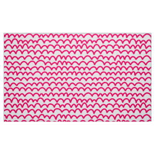 Wavy Pattern - Neon Red on White Fabric