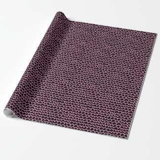 Wavy Pattern - Pink on Black Wrapping Paper