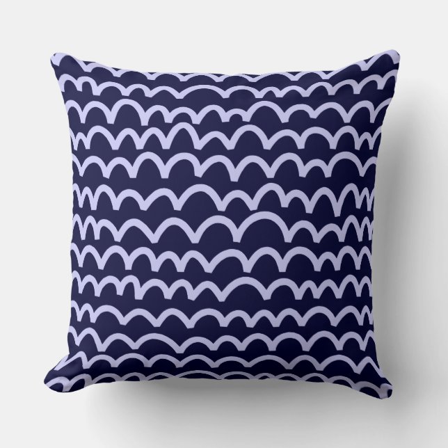 Wavy Pattern - Powder Blue on Deep Navy 000033 Throw Pillow (Front)