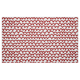 Wavy Pattern - Ruby Red on White Fabric