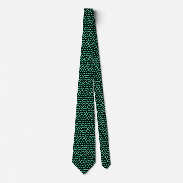 Wavy Pattern - Sea Green on Black Tie (Front)