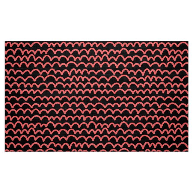Wavy Pattern - Tropical Pink on Black Fabric (Fat Quarter)