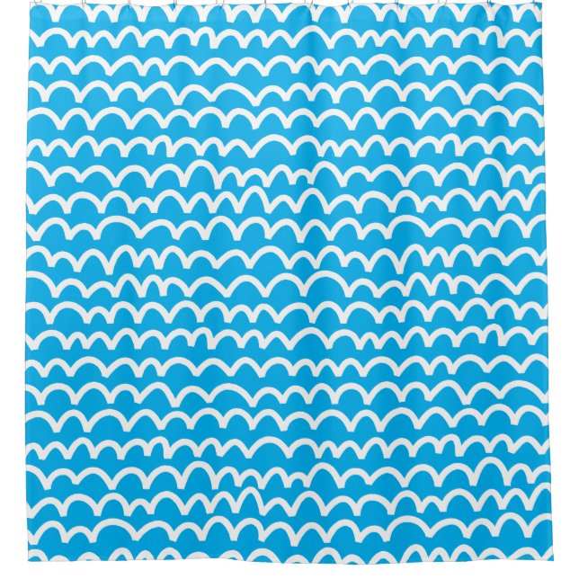 Wavy Pattern - White on Blue 00b0ef (Front)