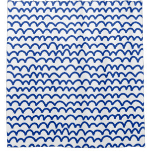Wavy Pattern - White on Navy Blue