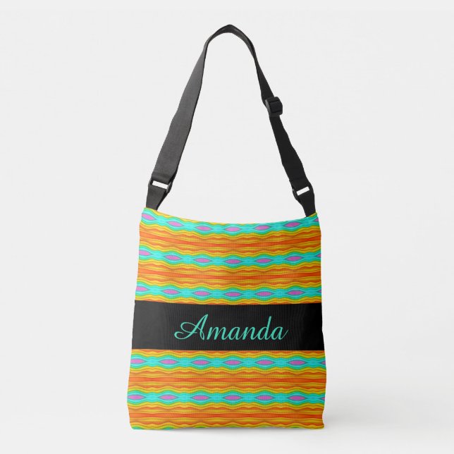 Wavy Patterned Rainbow Coloured 2 Crossbody Bag (Front)