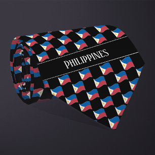 Wavy Philippines Flag Pattern  Tie