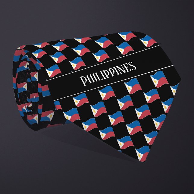 Wavy Philippines Flag Pattern  Tie (Creator Uploaded)