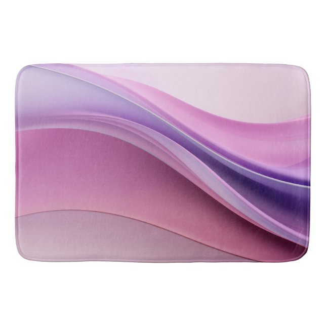 Wavy pink and lavender-coloured forms bath mat (Front)