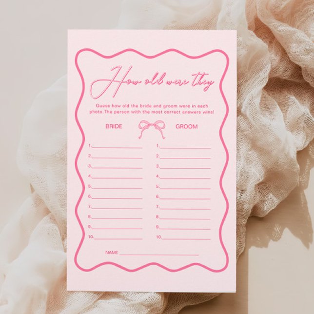 Wavy Pink Bow Bridal Shower Guess Age Game (Creator Uploaded)