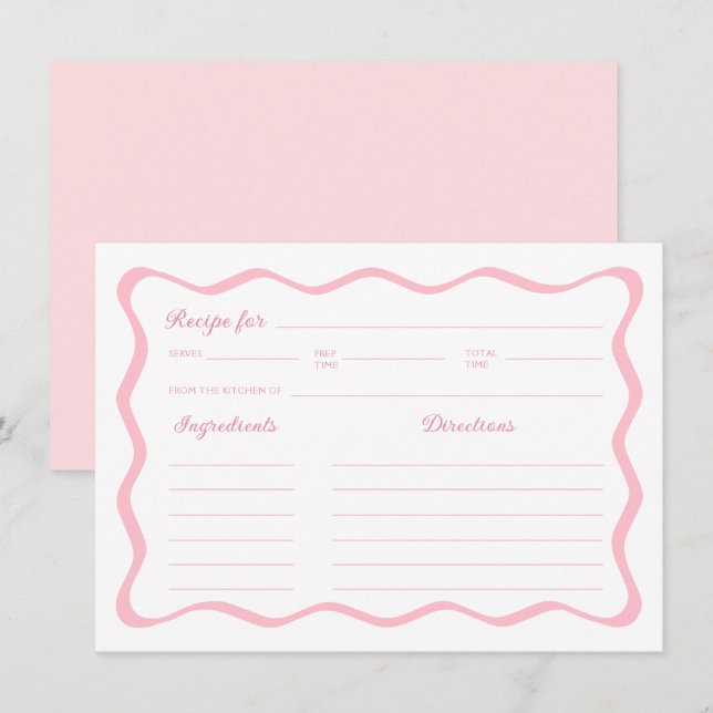 Wavy Pink Bridal Shower Recipe Card (Front/Back)