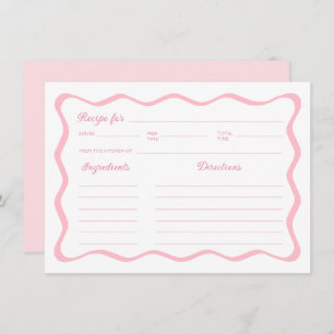 Wavy Pink Bridal Shower Recipe Card