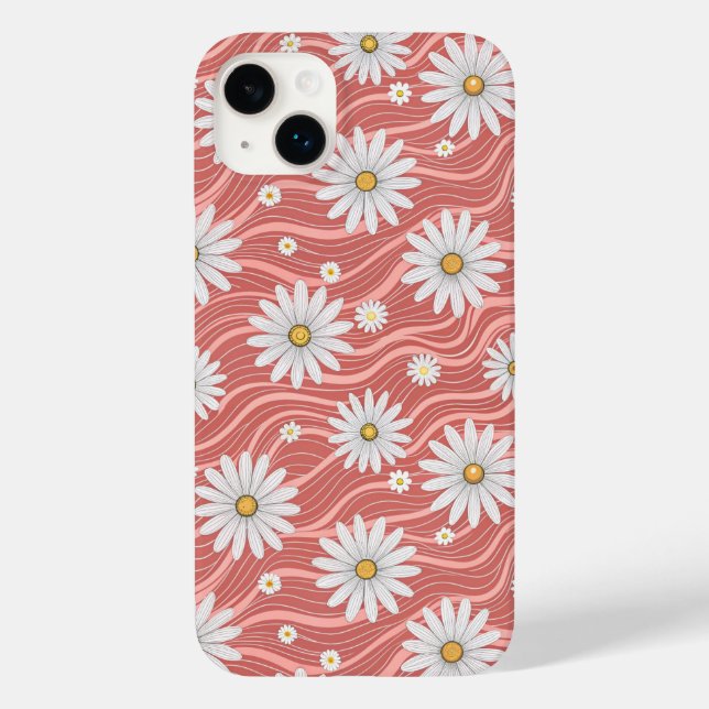 Wavy Pink Daisies Case-Mate iPhone Case (Back)