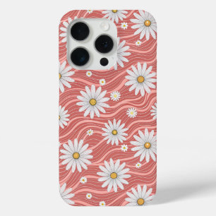 Wavy Pink Daisies iPhone 15 Pro Case