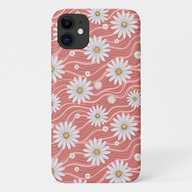 Wavy Pink Daisies Case-Mate iPhone Case (Back)