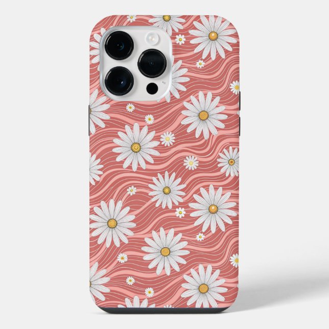 Wavy Pink Daisies iPhone Case (Back)