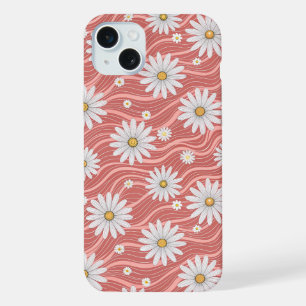 Wavy Pink Daisies iPhone 15 Plus Case