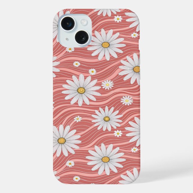 Wavy Pink Daisies iPhone Case (Back)